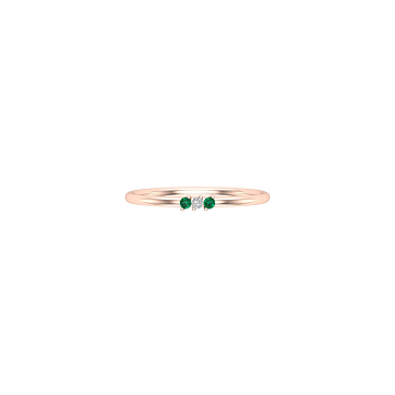 Solid Gold Emerald and Diamond Thin Stacking Ring