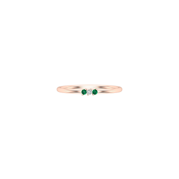 Emerald and Diamond Thin Stacking Ring