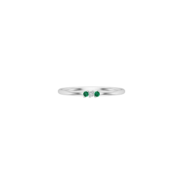 Solid Gold Emerald and Diamond Thin Stacking Ring
