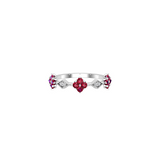 Solid Gold Ruby and Diamond Floral Ring