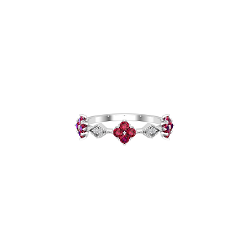 Solid Gold Ruby and Diamond Floral Ring