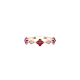 Solid Gold Ruby and Diamond Floral Ring