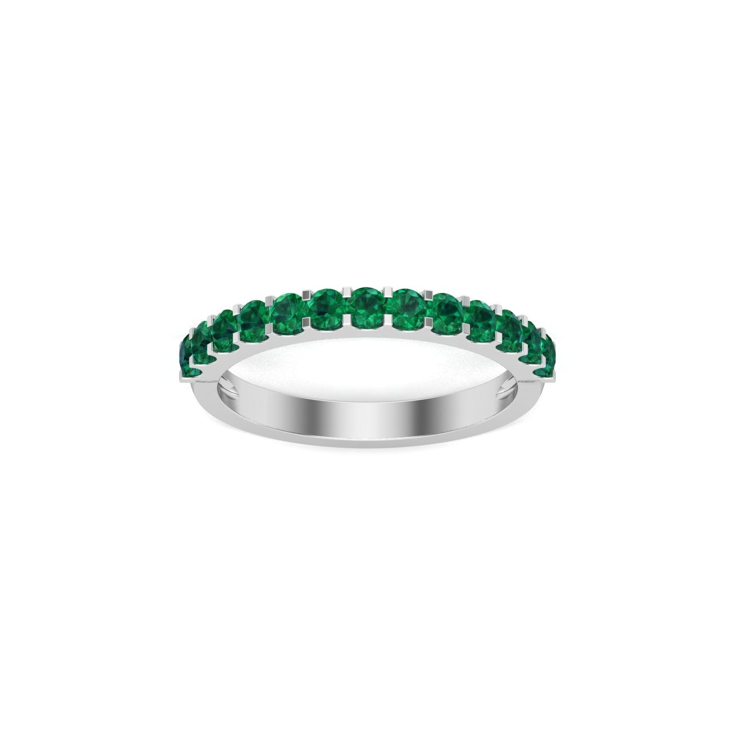 Solid Gold Half Eternity Emerald Band Ring