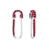 Solid Gold Ruby Safety Pin Earring - Single
