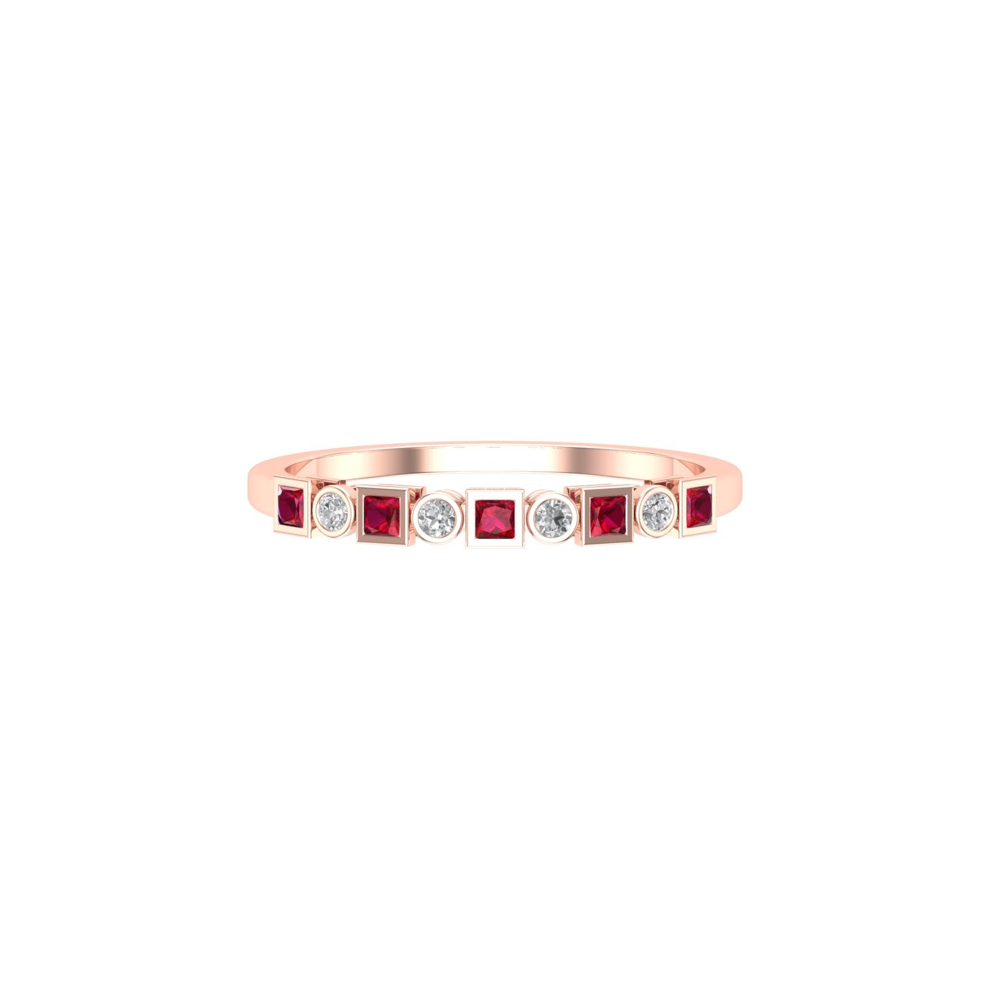 Solid Gold Princess cut Ruby Diamond Ring