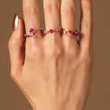 Solid Gold Ruby and Diamond Floral Ring