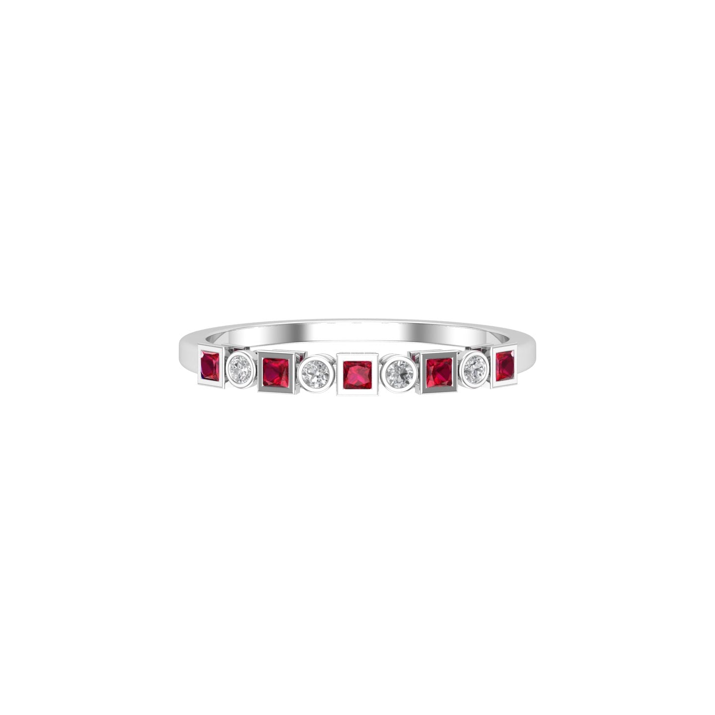 Solid Gold Princess cut Ruby Diamond Ring
