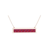 Solid Gold Ruby Bar Necklace
