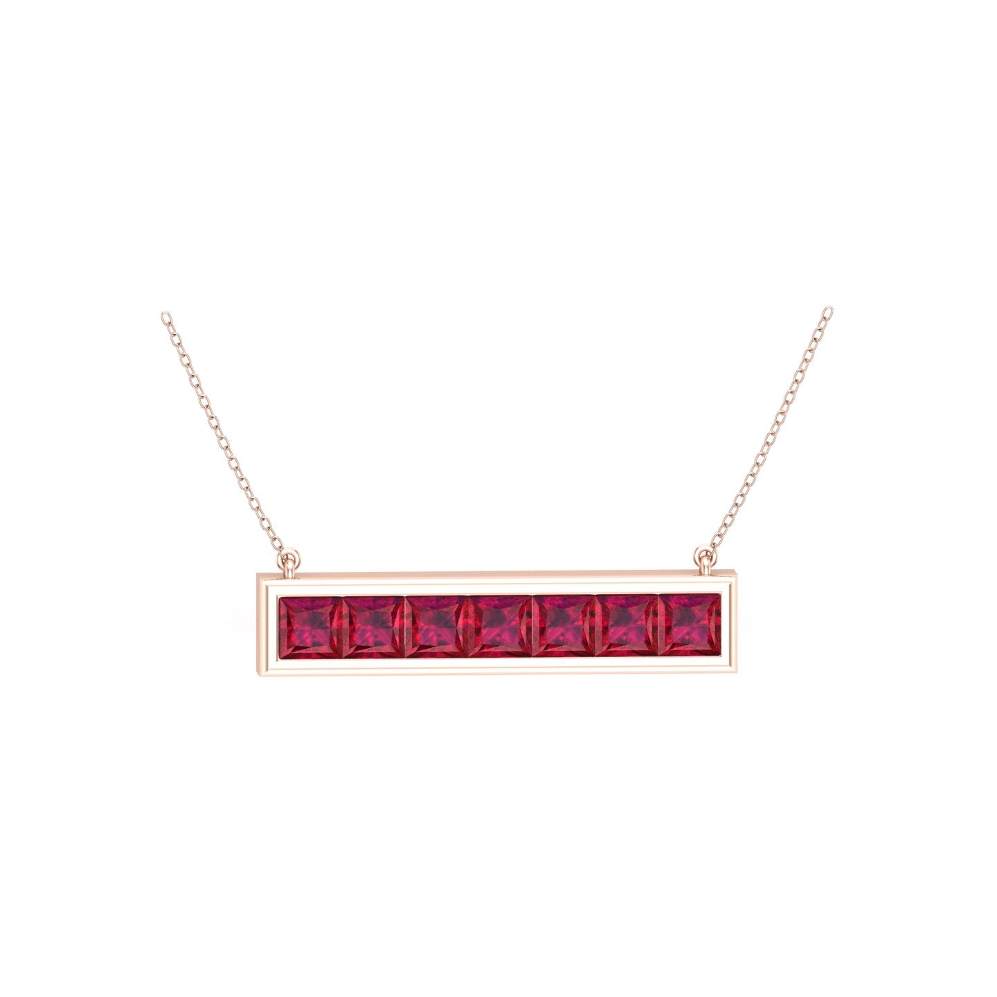 Solid Gold Ruby Bar Necklace