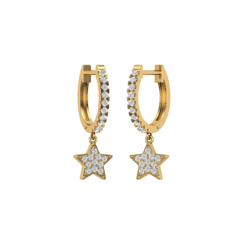 Diamond Star Dangle Huggie Earrings