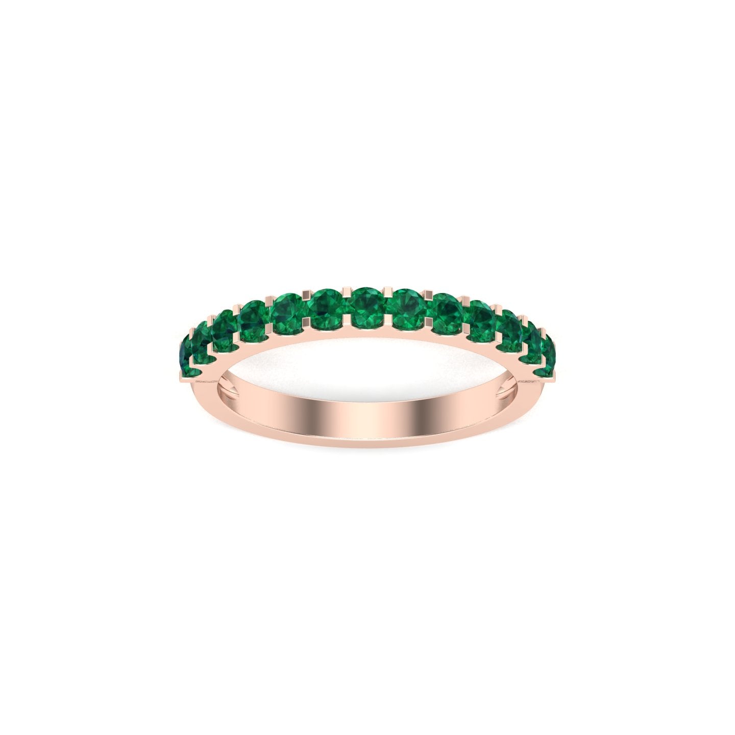 Solid Gold Half Eternity Emerald Band Ring