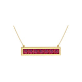 Solid Gold Ruby Bar Necklace