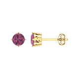 Solid Gold Pink Tourmaline Stud Earrings