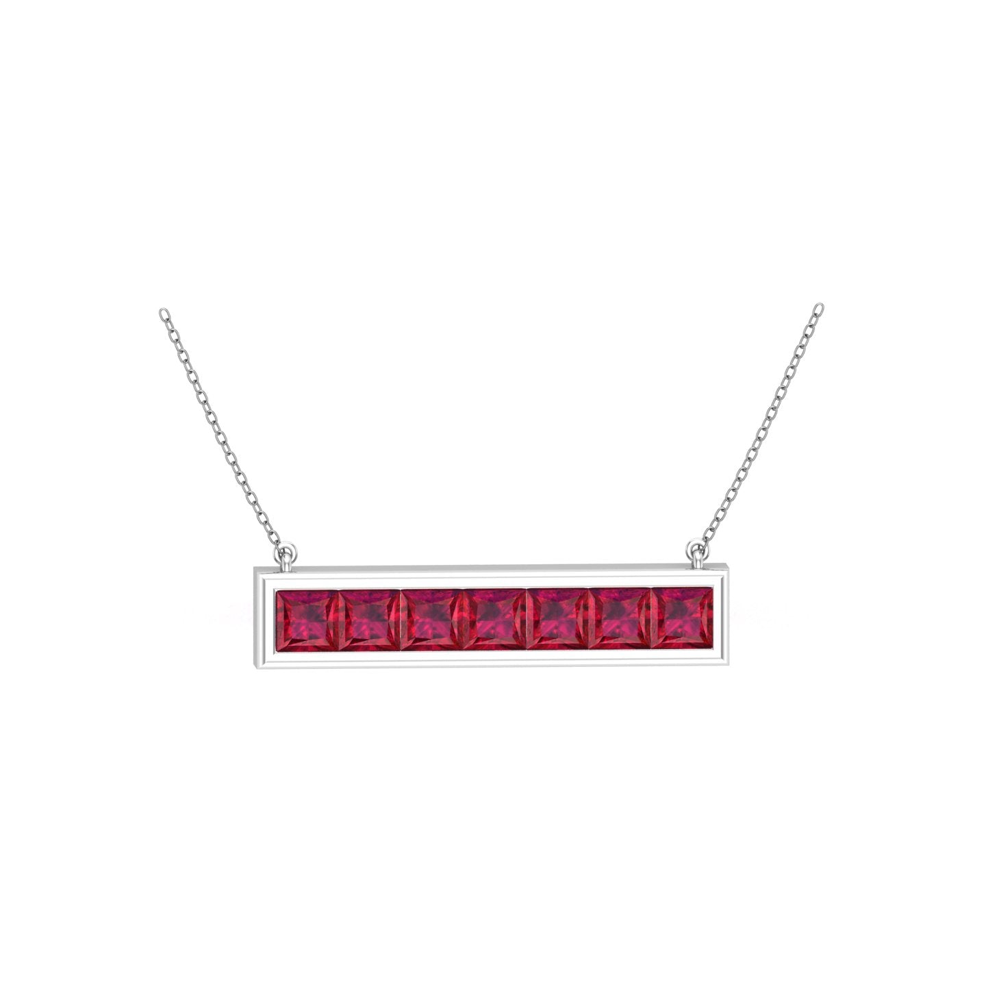 Solid Gold Ruby Bar Necklace