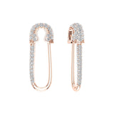 Solid Gold Diamond Safety Pin Earrings - Single