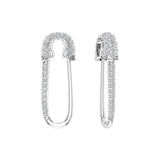 Solid Gold Diamond Safety Pin Earrings - Single