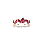 Solid Gold Ruby and Diamond Petals Ring