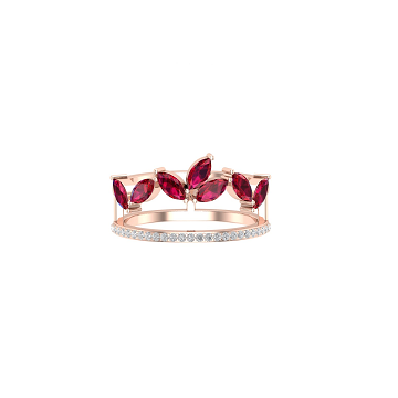 Solid Gold Ruby and Diamond Petals Ring
