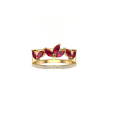 Solid Gold Ruby and Diamond Petals Ring