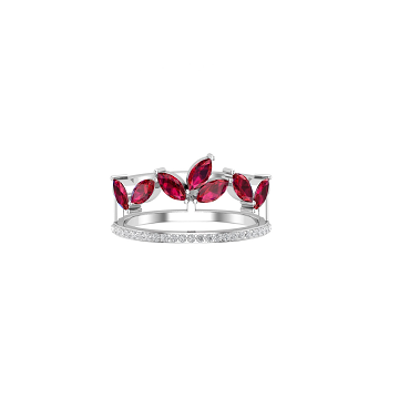 Solid Gold Ruby and Diamond Petals Ring