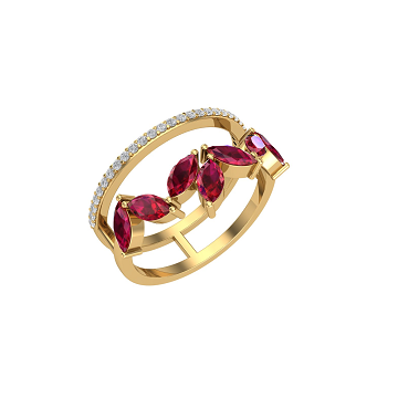 Ruby and Diamond Petals Ring