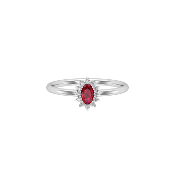 Solid Gold Oval Ruby Diamond Ring