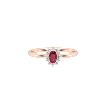 Solid Gold Oval Ruby Diamond Ring