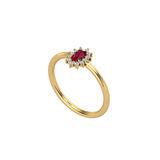 Solid Gold Oval Ruby Diamond Ring