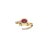 Solid Gold Ruby Diamond Station Ring