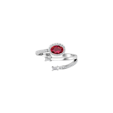 Solid Gold Ruby Diamond Station Ring