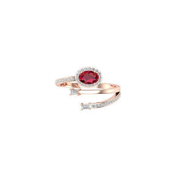 Solid Gold Ruby Diamond Station Ring