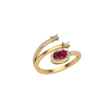 Solid Gold Ruby Diamond Station Ring