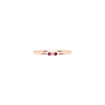 Solid Gold Ruby and Diamond Thin Stacking Ring