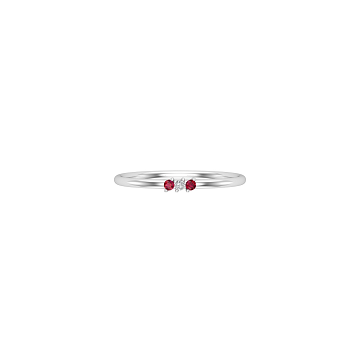 Solid Gold Ruby and Diamond Thin Stacking Ring