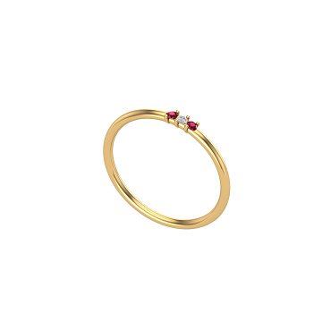 Ruby and Diamond Thin Stacking Ring